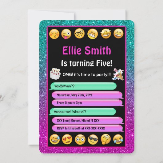 Editable Emoji Birthday Einladung (Vorderseite)