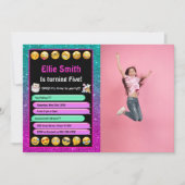 Editable Emoji Birthday Foto Einladung (Vorderseite)