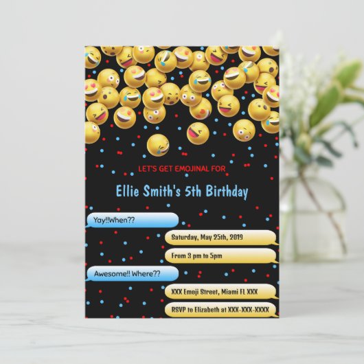 Editable Emoji Einladung (Stehend Vorderseite)