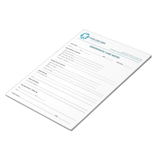 Editable Endodontic Treatment Progress Notepad Notizblock (angewinkelt)