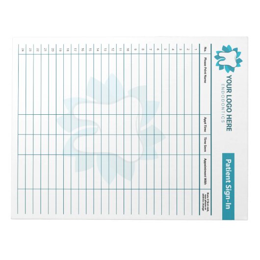 Editable Endodontics oder Dental Sign-In Notizblock (Vorderseite)