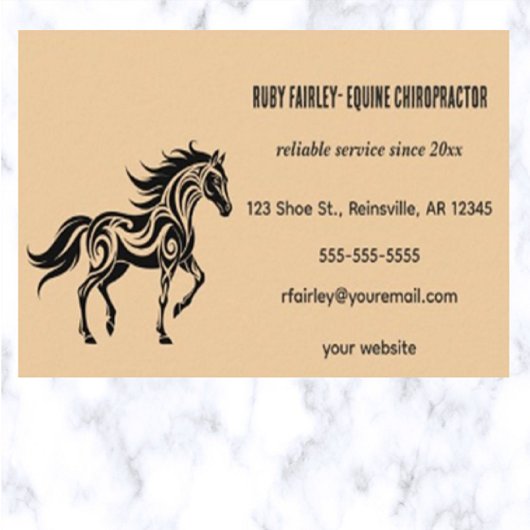 Editable Equine Chiropraktor Business Card Visitenkarte