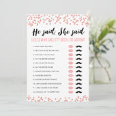 Editable Er sagte: "Sie sagte Brautparty Game Card Einladung (Stehend Vorderseite)