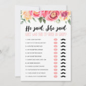 Editable Er sagte: "Sie sagte Brautparty Game Card Einladung (Vorderseite)