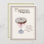 Editable Espresso Martini Rezept Card Menükarte (Vorne/Hinten)