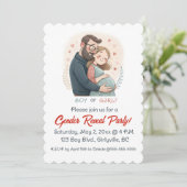 Editable Expectant Parents Hearts Gender Reveal Einladung (Stehend Vorderseite)