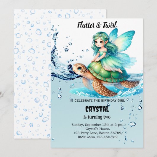 Editable Fairy Birthday Einladung (Vorne/Hinten)