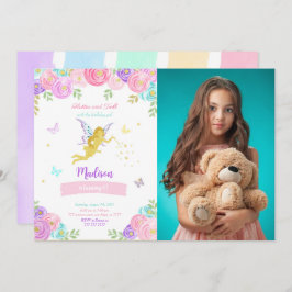 Editable Fairy Birthday Party Foto Einladung
