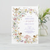 Editable Fairy First Birthday Einladung, Soft Pas Einladung (Stehend Vorderseite)