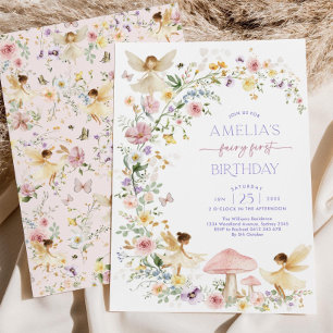 Editable Fairy First Birthday Einladung, Soft Pas Einladung