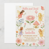 Editable Fairy Garden Geburtstag Einladung (Vorne/Hinten)