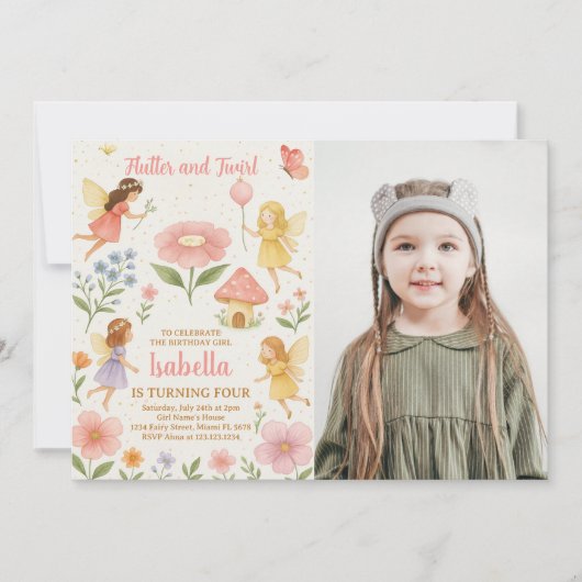 Editable Fairy Garden Geburtstag Einladung (Vorderseite)