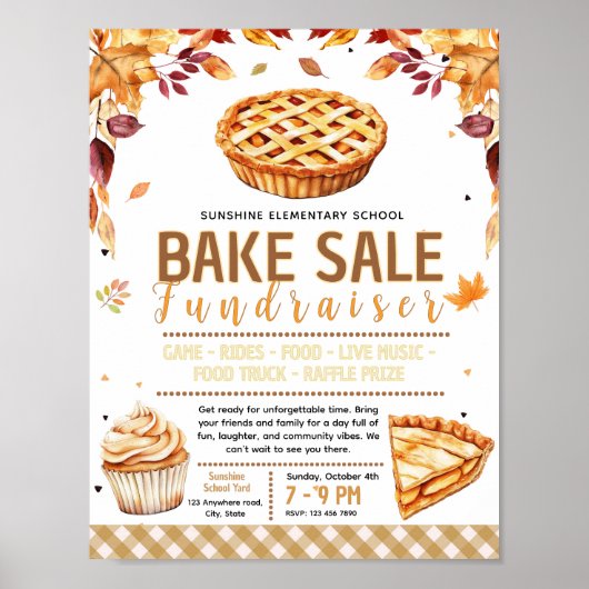 Editable fall bake sale Fundraiser Flyer Poster (Vorne)