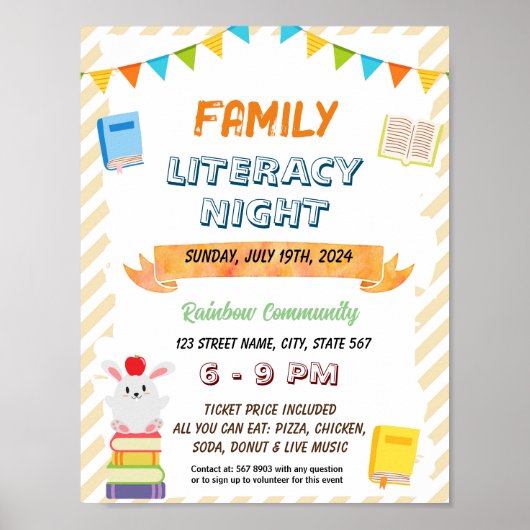 Editable Family Literaturnachts Flyer Poster (Vorne)