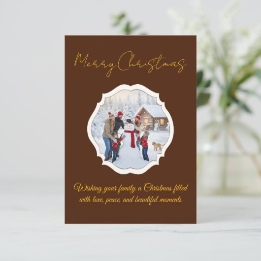  Editable Family Photo Christmas Card Dankeskarte (Stehend Vorderseite)