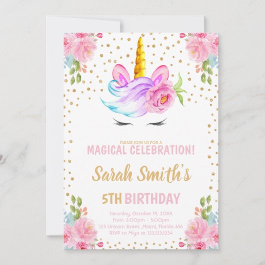 Editable Fantasy Einladung mit Glitzern (Vorderseite)