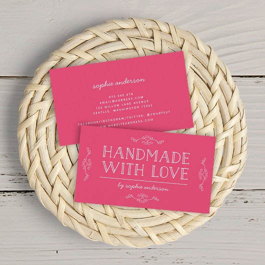 Editable Farbe blüht handgemachtes mit Liebe Visitenkarte