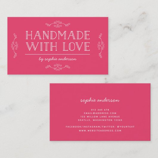 Editable Farbe blüht handgemachtes mit Liebe Visitenkarte (Vorne/Hinten)