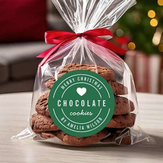 EDITABLE Farbe hausgemachte Waren Frohe Weihnachte Runder Aufkleber