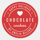 EDITABLE Farbe hausgemachte Waren Happy Holidays Runder Aufkleber (Vorderseite)