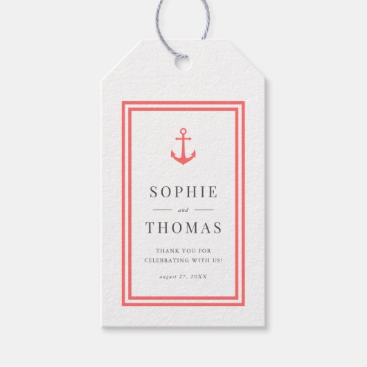 Editable Farbe Moderne klassische Ankerhochzeit Geschenkanhänger (Vorderseite)