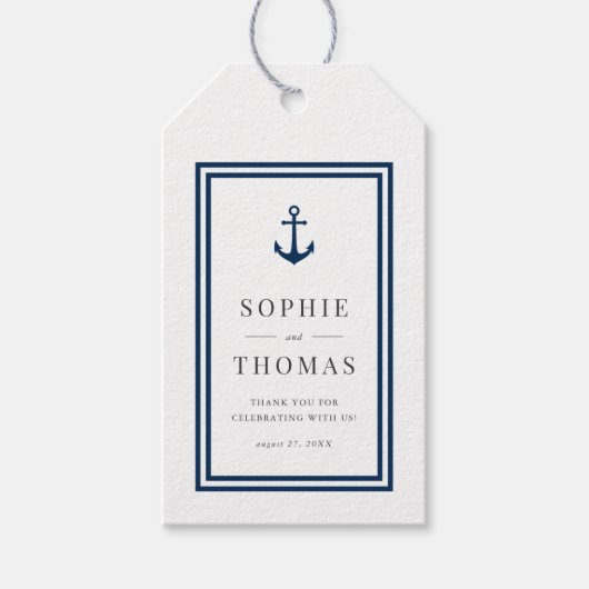 Editable Farbe Moderne klassische Ankerhochzeit Geschenkanhänger (Vorderseite)