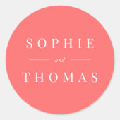 Editable Farbe Moderne klassische Hochzeit Runder Aufkleber (Vorderseite)