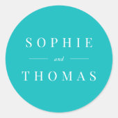 Editable Farbe Moderne klassische Hochzeit Runder Aufkleber (Vorderseite)