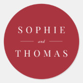 Editable Farbe Moderne klassische Hochzeit Runder Aufkleber (Vorderseite)