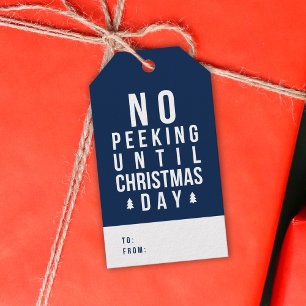 Editable Farbe No Peeking bis Weihnachten Geschenkanhänger