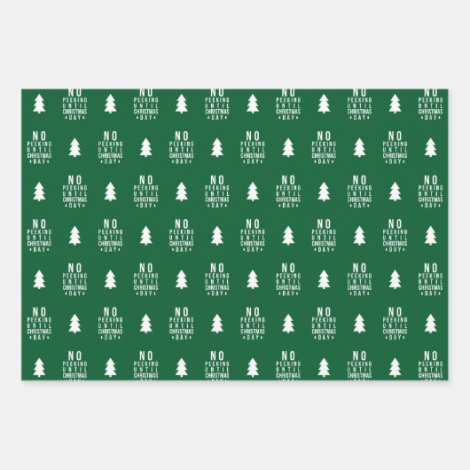 Editable Farbe No Peeking bis Weihnachten Geschenkpapier Set (Vorderseite 2)