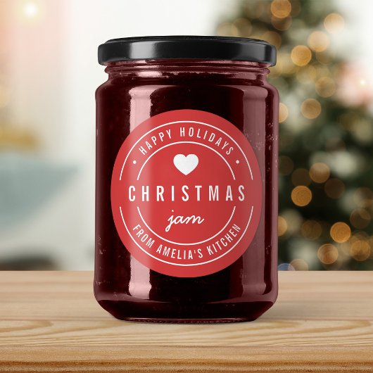 EDITABLE Farbe Weihnachten Jam Küche Urlaub Runder Aufkleber