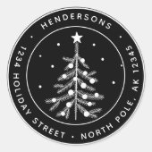 Editable Farbe Weihnachtsbaum Rücksendeadresse Bla Runder Aufkleber (Vorderseite)