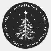 Editable Farbe Weihnachtsbaum Rücksendeadresse Bla Runder Aufkleber (Vorderseite)