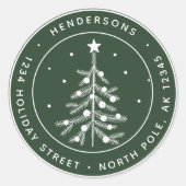 Editable Farbe Weihnachtsbaum Rücksendeadresse Grü Runder Aufkleber (Vorderseite)