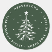 Editable Farbe Weihnachtsbaum Rücksendeadresse Grü Runder Aufkleber (Vorderseite)