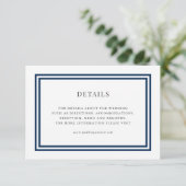 Editable Farbe Weiße Streifen Hochzeitsdetails Begleitkarte (Stehend Vorderseite)