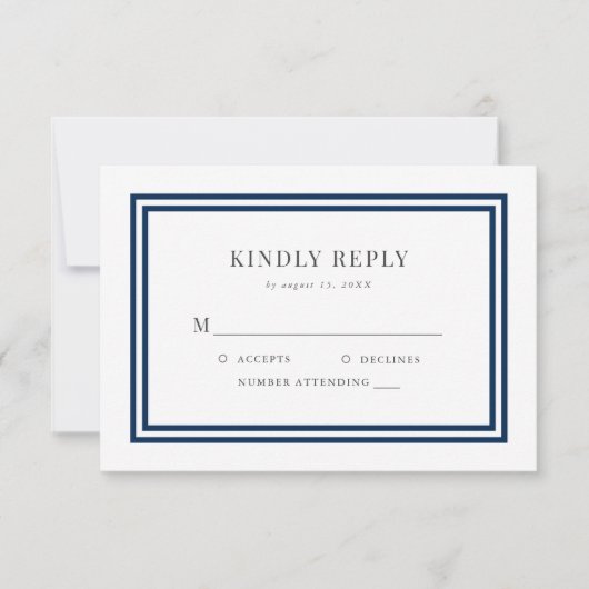Editable Farbe White Stripes Nautical Wedding RSVP (Vorderseite)
