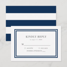 Editable Farbe White Stripes Nautical Wedding RSVP Karte
