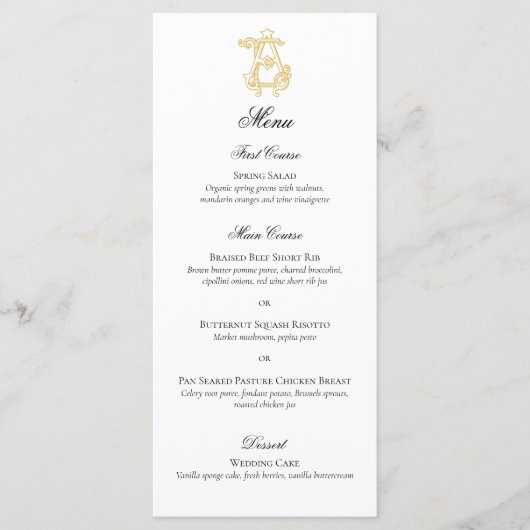 EDITABLE FARBEN AE Monogram EA Monogram Menu Menükarte (Vorderseite)
