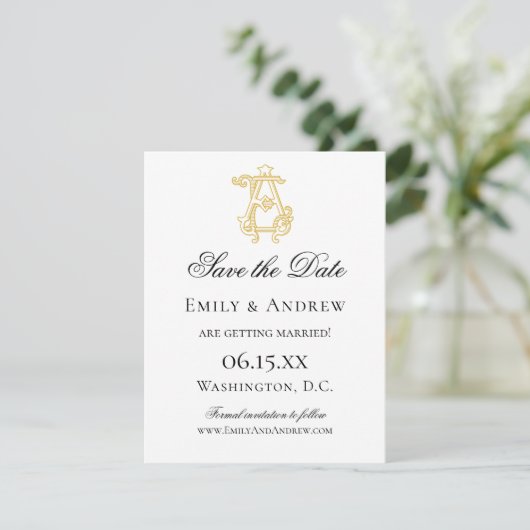 EDITABLE FARBEN AE Monogramm EA Monogramm Einladun Save The Date (Stehend Vorderseite)