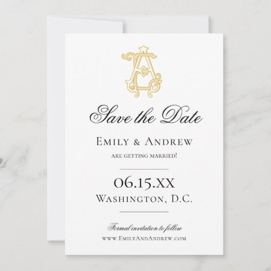 EDITABLE FARBEN AE Monogramm EA Monogramm Einladun Save The Date (Vorderseite)
