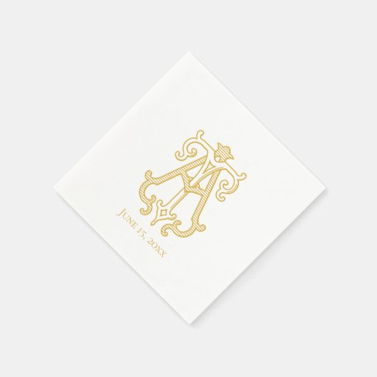 EDITABLE FARBEN BEI Monogram TA Monogram Napkins Serviette (Ecke)