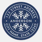 EDITABLE FARBEN Border Snowflake Rücksendeadresse Runder Aufkleber (Vorderseite)