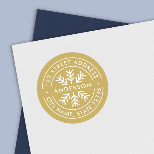 EDITABLE FARBEN Border Snowflake Rücksendeadresse Runder Aufkleber