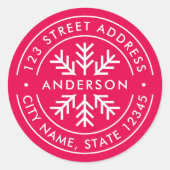 EDITABLE FARBEN Border Snowflake Rücksendeadresse Runder Aufkleber (Vorderseite)