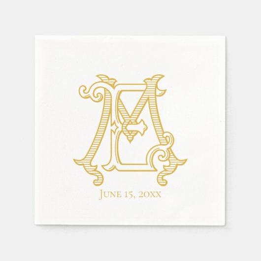 EDITABLE FARBEN EM Monogram ME Monogram Napkins Serviette (Vorderseite)