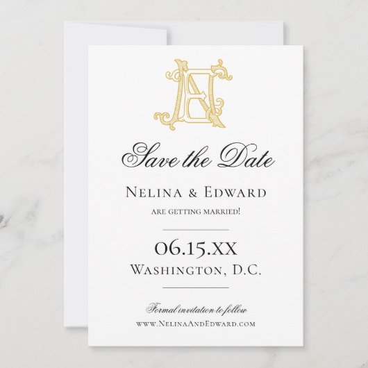 EDITABLE FARBEN EN Monogramm NE Einladung (Vorderseite)