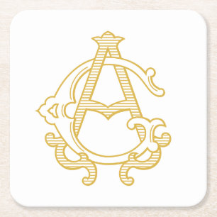 EDITABLE FARBEN GA Monogram AG Logo-Party-Unterset Rechteckiger Pappuntersetzer