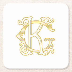 EDITABLE FARBEN GK Monogram KG Logo-Untersetzer Rechteckiger Pappuntersetzer